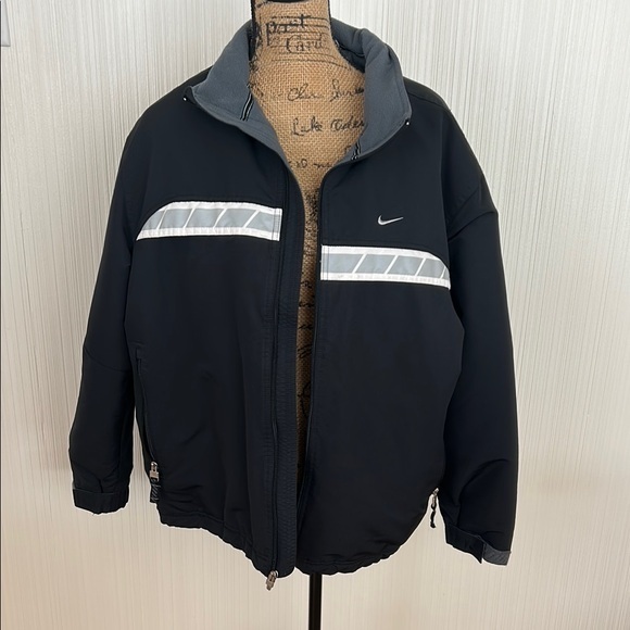 Vintage Nike Men's Full Zip Fleece Lined Black Jacket Black Medium